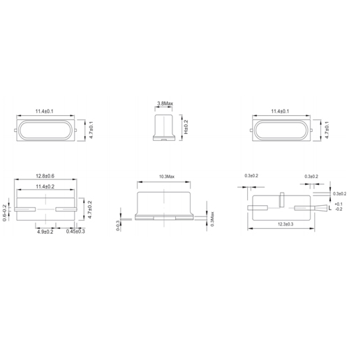 SMD11447 11.4X4.7X3.5MM AT-CUT Crystal Resonators