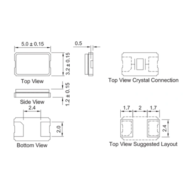 SMD Ceramic Crystal Resonators 5.0X3.2X1.2MM 8.0MHz~54.0MHz