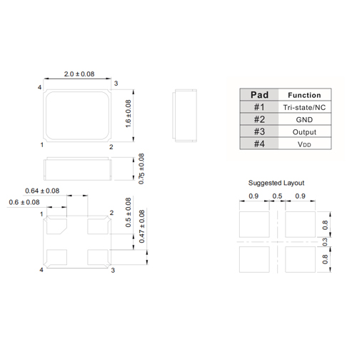 Oscillators 1.6X1.2X0.7MM 1.0MHz~60.0MHz
