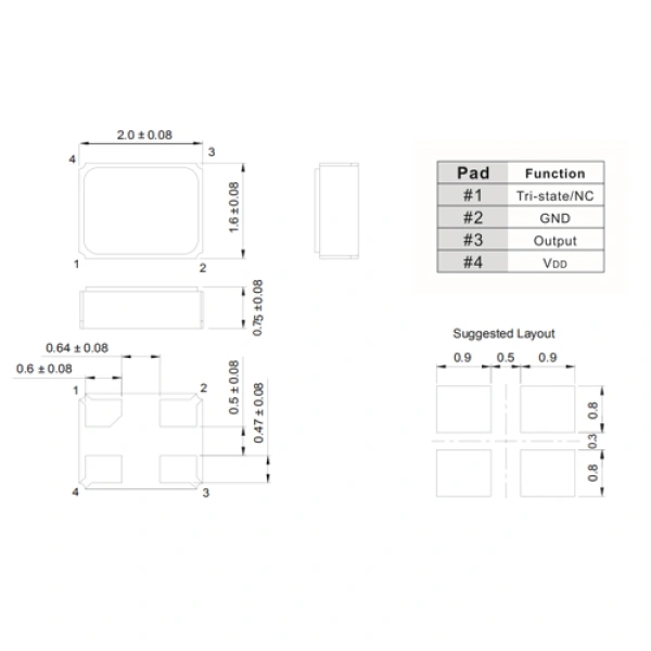 Oscillators 1.6X1.2X0.7MM 1.0MHz~60.0MHz