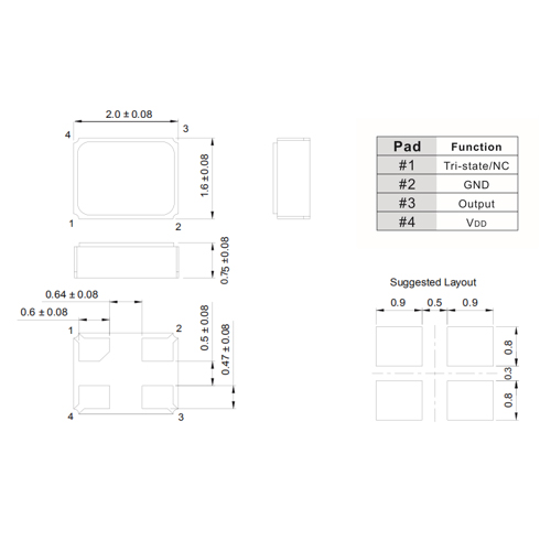 Oscillators 2.0X1.6X0.75MM 1.0MHz~60.0MHz