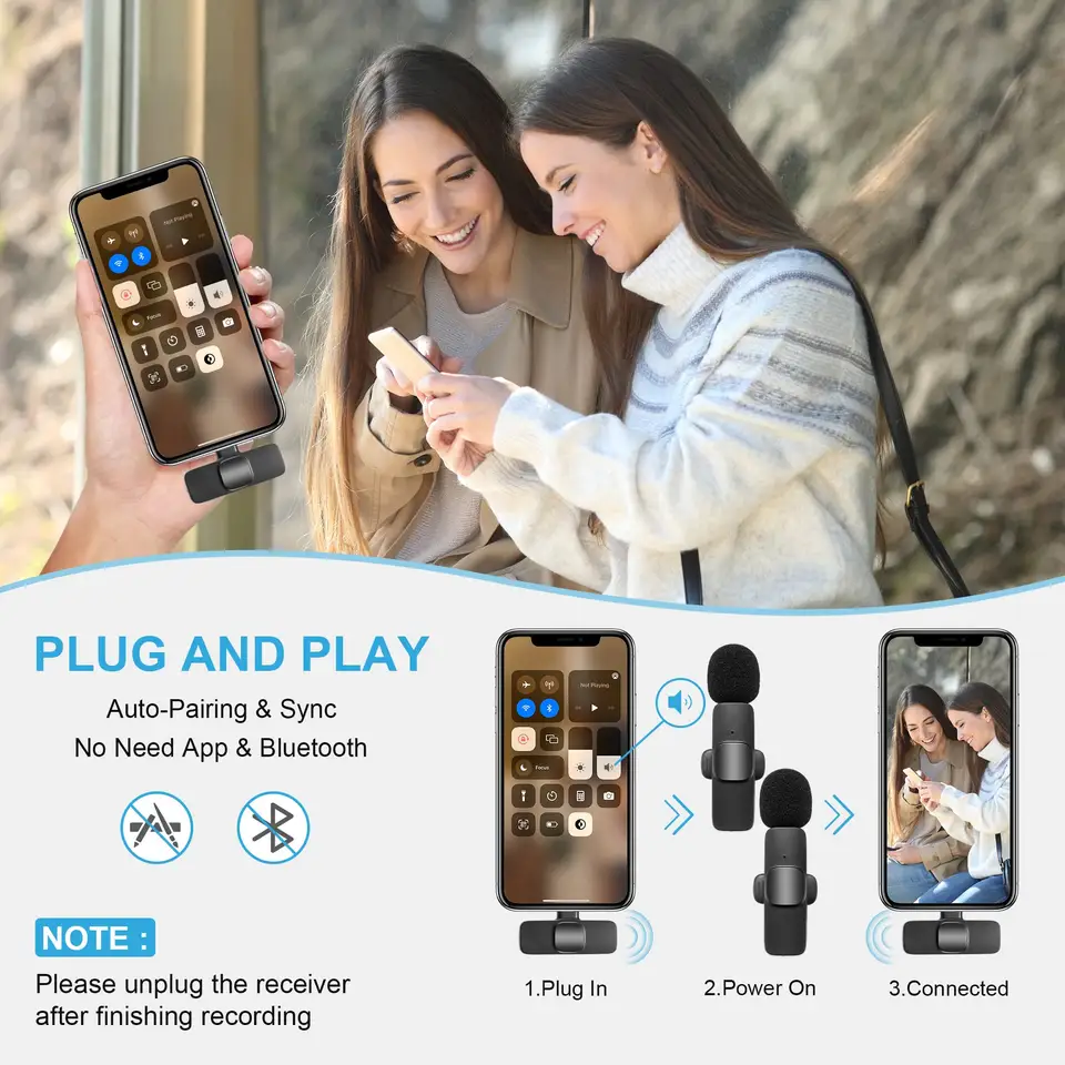 Plug-Play Wireless Lavalier Mic 