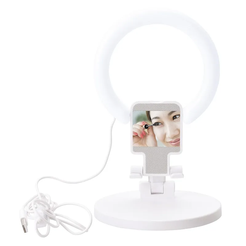 Folding Desktop LED Lamp Portable Mobile Phone Stand Beauty Ring Light