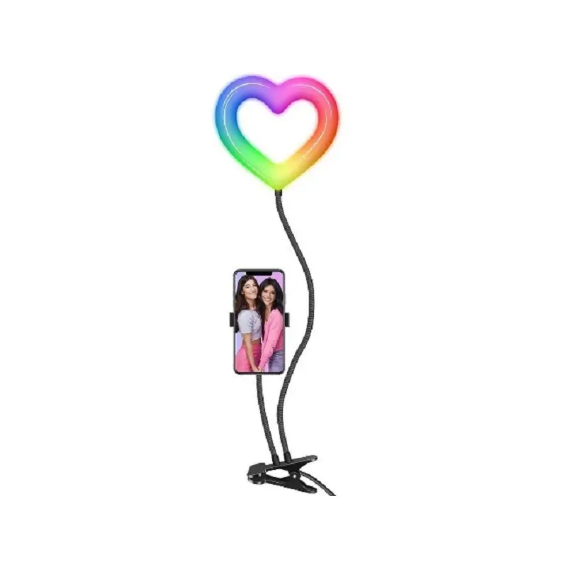 Clip On Desk Heart Shape 6inch SELFIE RGB RING LIGHT