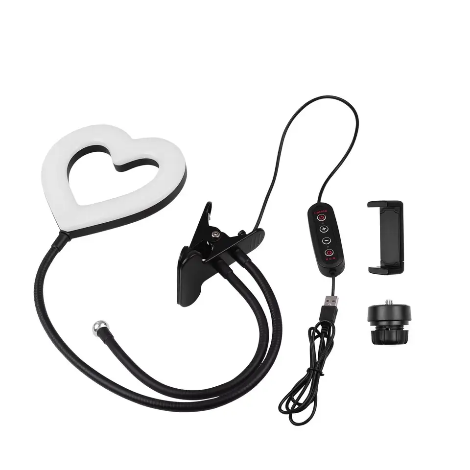 Clip On Desk Heart Shape 6inch SELFIE RGB RING LIGHT