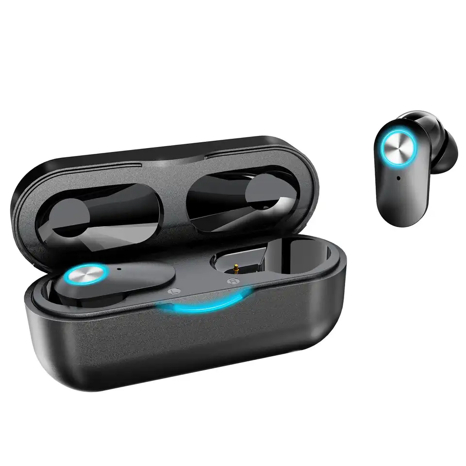 Solar Earbuds Bluetooth Headphones with Solar Panels and Charging Box