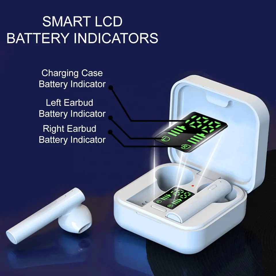 Solar Rechargeable Earbuds Headphones with Charging LED Case