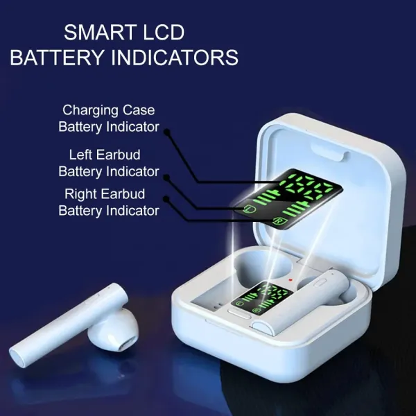 Solar Rechargeable Earbuds Headphones with Charging LED Case