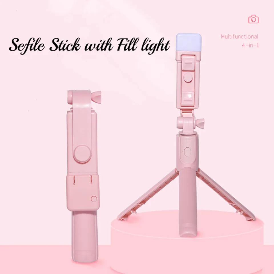 4 in 1 Bluetooth Selfie Stick Tripod with phone holder led fill light