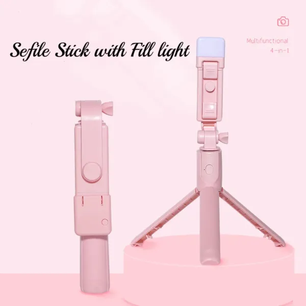 4 in 1 Bluetooth Selfie Stick Tripod with phone holder led fill light
