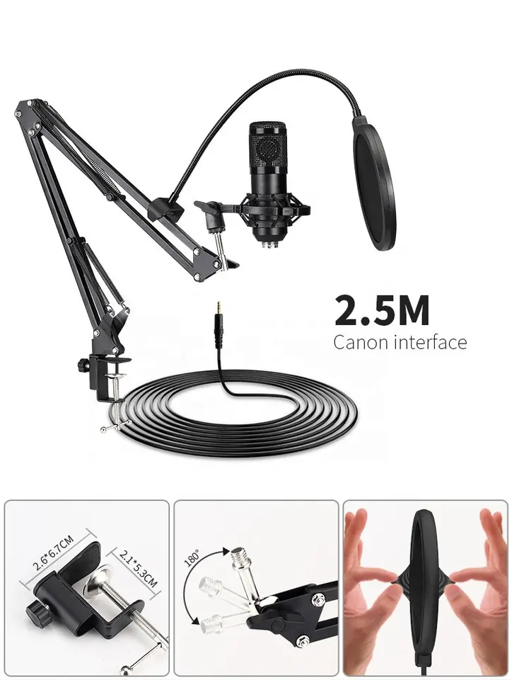  Vlogging Recording Condenser USB Microphone KIT