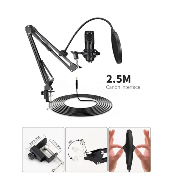  Vlogging Recording Condenser USB Microphone KIT