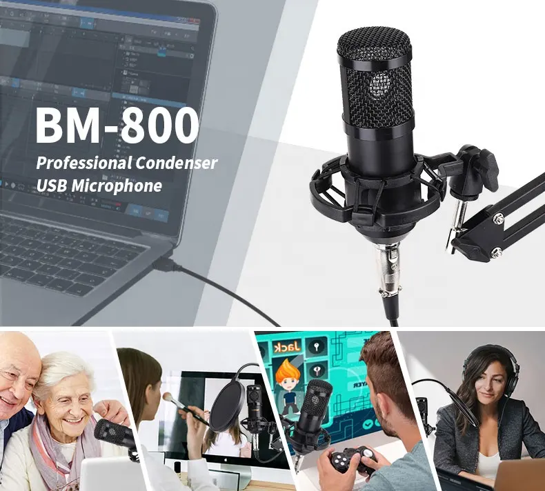  Vlogging Recording Condenser USB Microphone KIT
