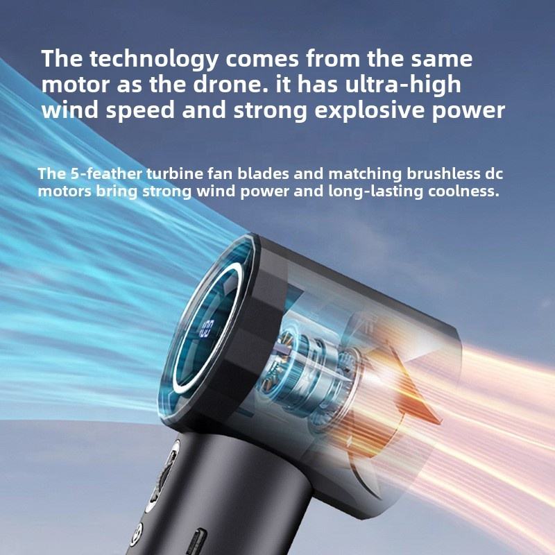 High Speed Handheld Fan with LED Digital Display