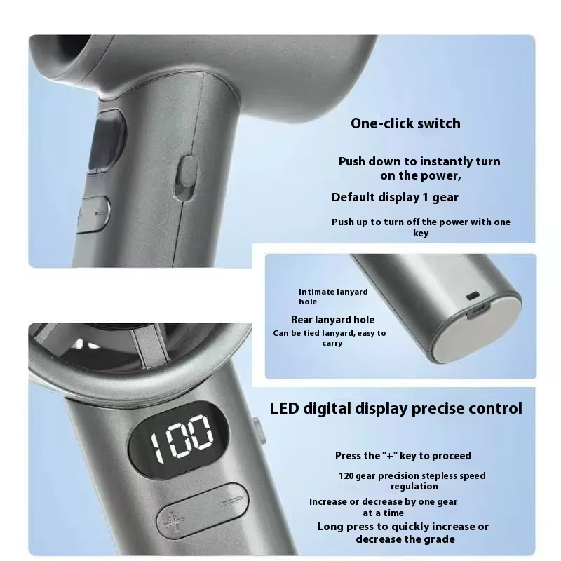 Wholesale in Stock Handy Mini LED Digital Turbo Handheld Fan