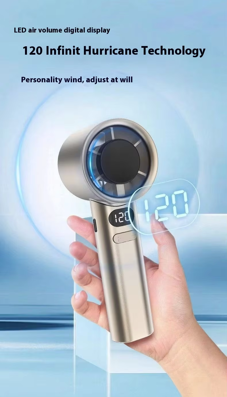 Wholesale in Stock Handy Mini LED Digital Turbo Handheld Fan