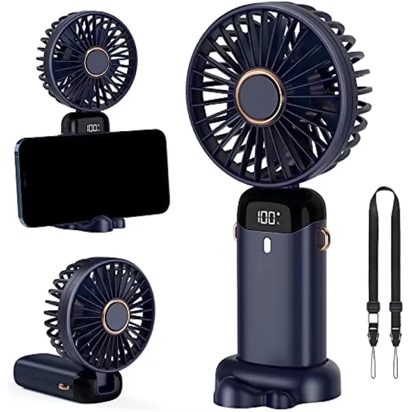 Handheld Mini Fan,USB Rechargeable Fodable Personal Fans 400mAh, 90 Adjustable, 3 Speed Strong Wind, Portable Handheld Table Fan for Office School Outdoor Travel