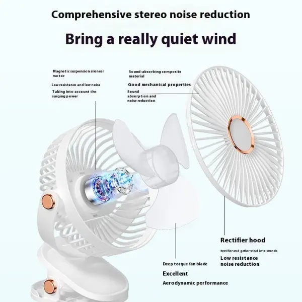 Rechargeable Table Fan Portable Mini Desk Clip-on Type Fan