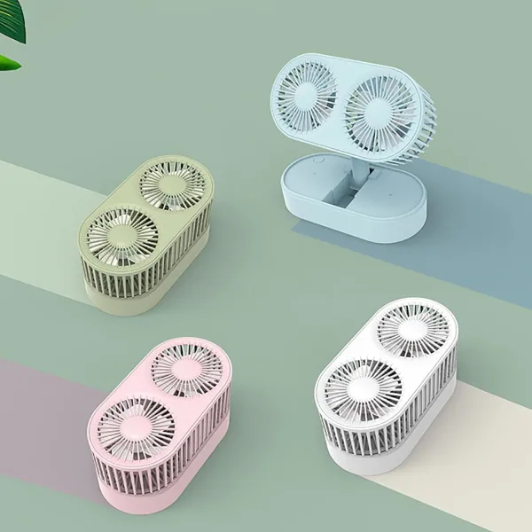 Desktop Small Personal Fan with 2 Rotatable Heads Desk Type Fan