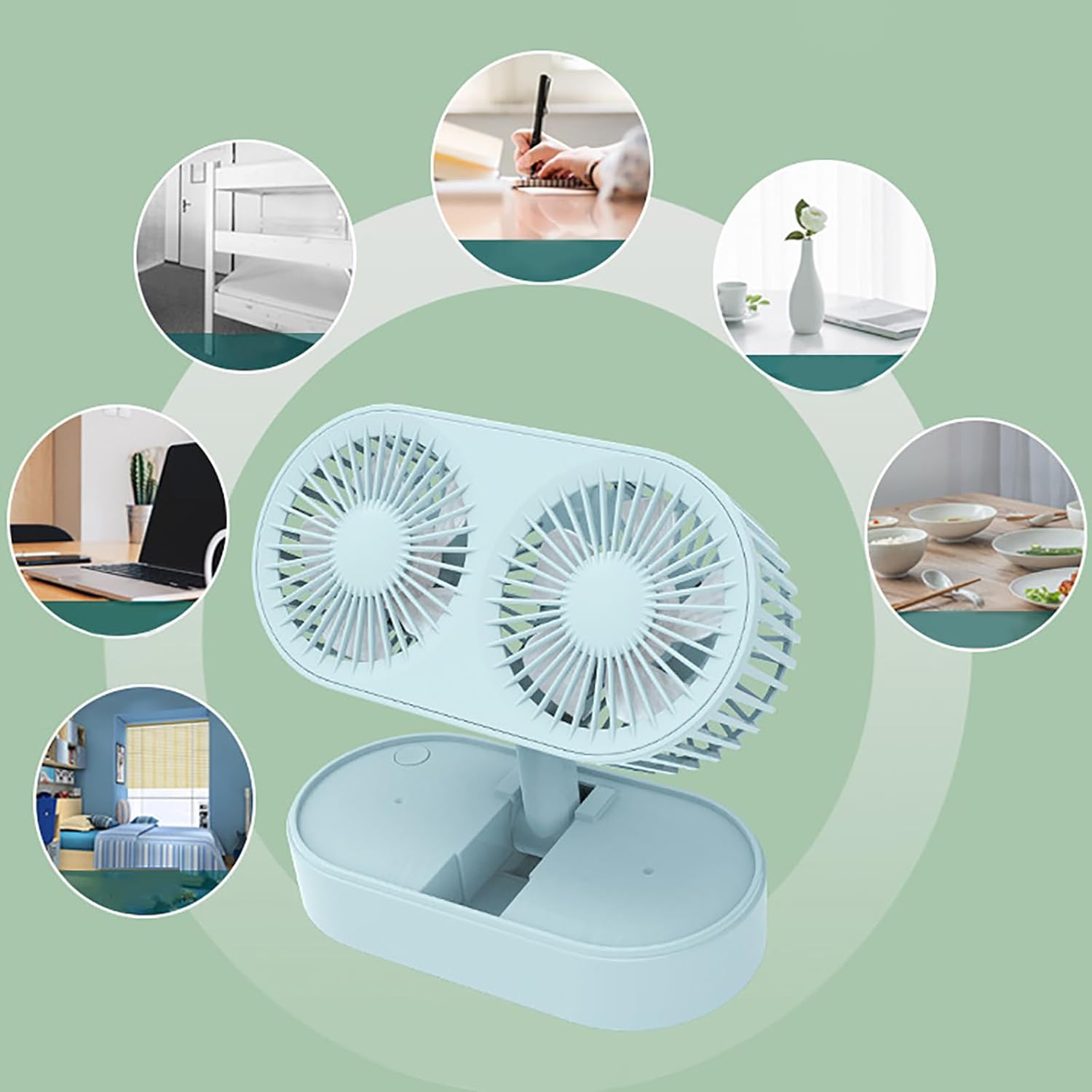 Desktop Small Personal Fan with 2 Rotatable Heads Desk Type Fan