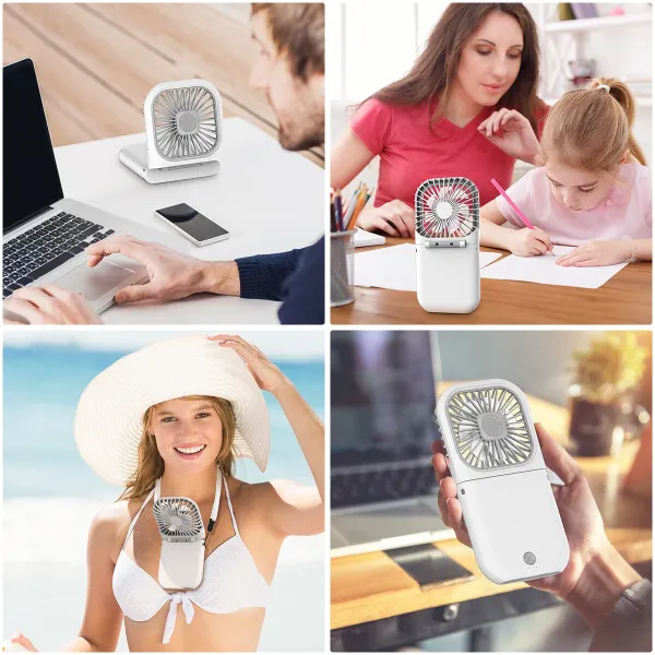 Portable Mini Handheld Fan Necklace Fan 3 Speeds Hanging Neck Cooling Fan