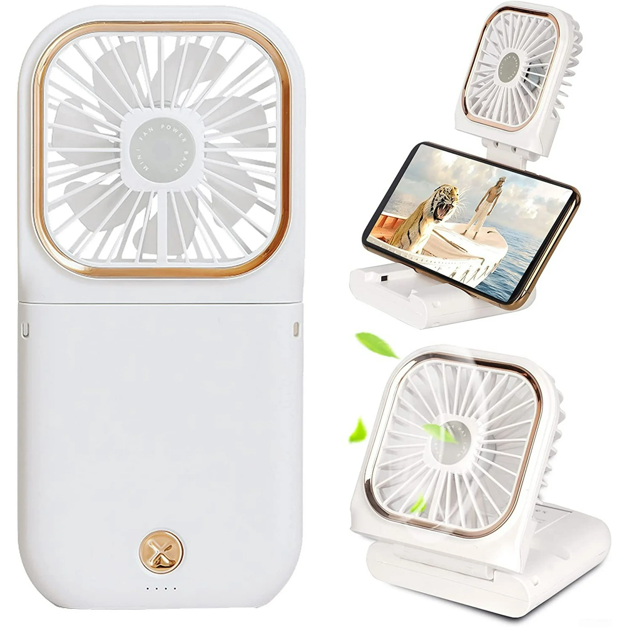 Portable Mini Handheld Fan Necklace Fan 3 Speeds Hanging Neck Cooling Fan
