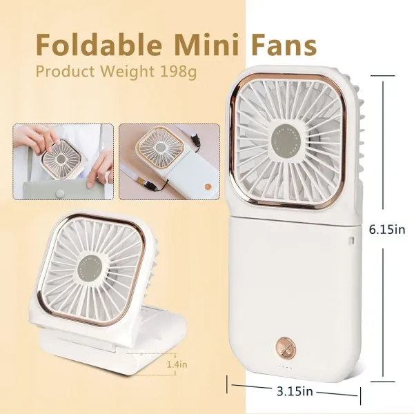 Portable Mini Handheld Fan Necklace Fan 3 Speeds Hanging Neck Cooling Fan