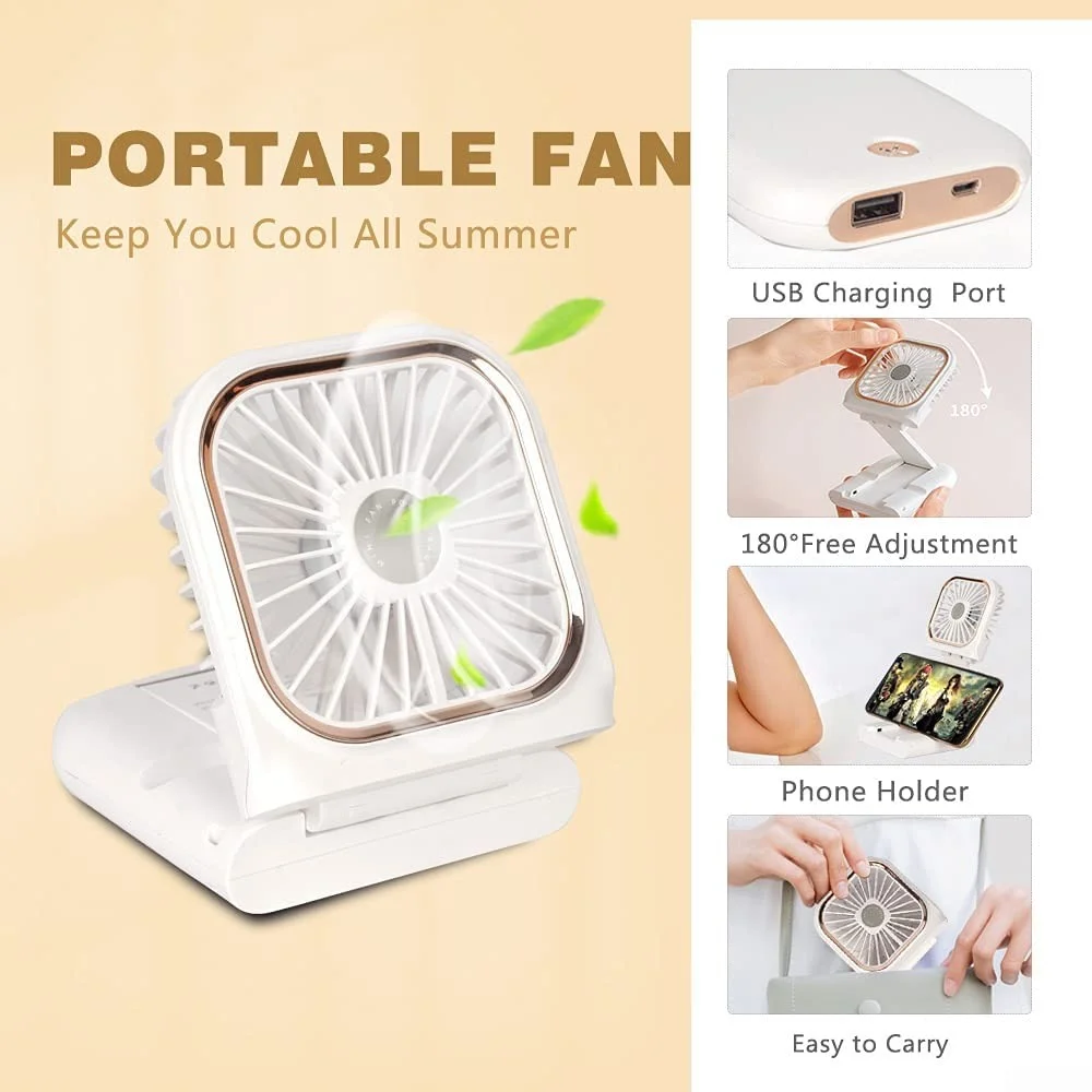 Portable Mini Handheld Fan Necklace Fan 3 Speeds Hanging Neck Cooling Fan
