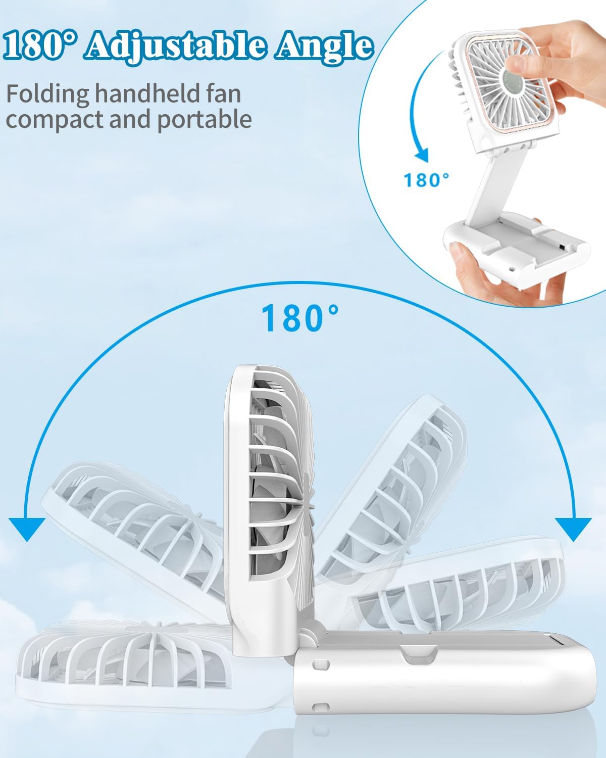 Portable Mini Handheld Fan Necklace Fan 3 Speeds Hanging Neck Cooling Fan