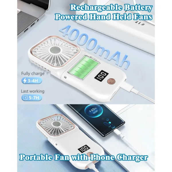 Portable Mini Handheld Fan Necklace Fan 3 Speeds Hanging Neck Cooling Fan