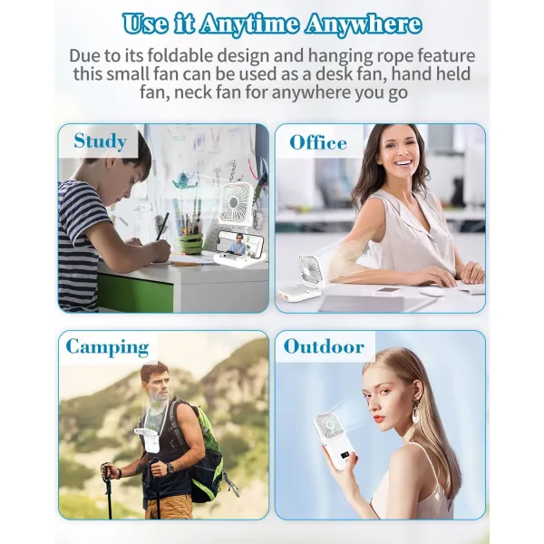 Portable Mini Handheld Fan Necklace Fan 3 Speeds Hanging Neck Cooling Fan