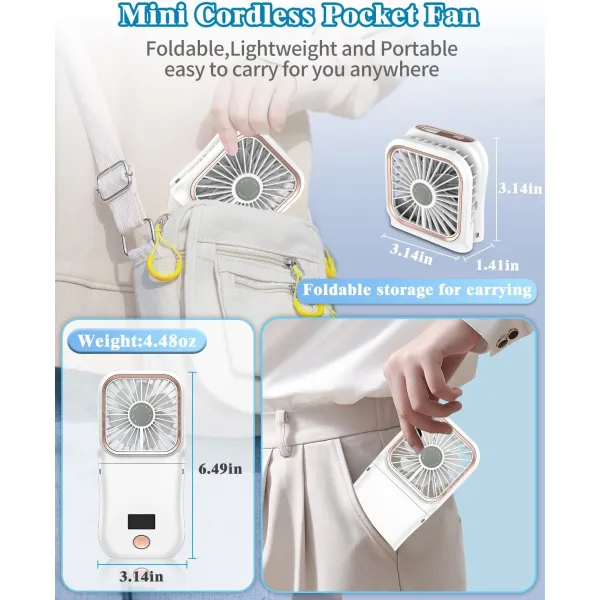 Portable Mini Handheld Fan Necklace Fan 3 Speeds Hanging Neck Cooling Fan