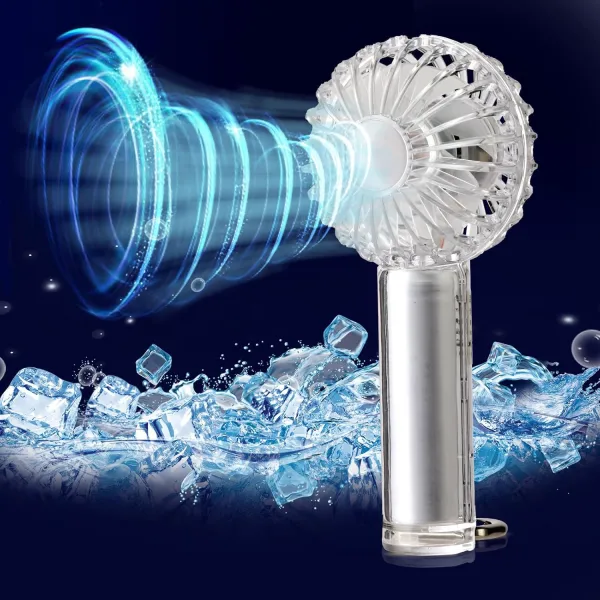 Portable Handheld Mini Fan Transparent Mini Fan with Coloruful Light for Indoor Outdoor