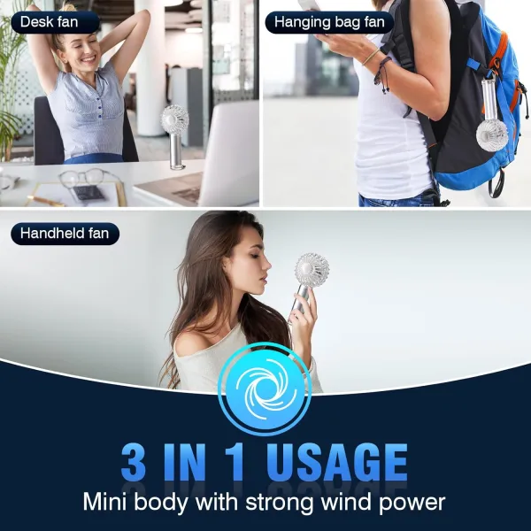 Portable Handheld Mini Fan Transparent Mini Fan with Coloruful Light for Indoor Outdoor