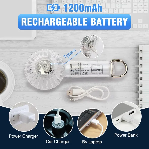 Portable Handheld Mini Fan Transparent Mini Fan with Coloruful Light for Indoor Outdoor