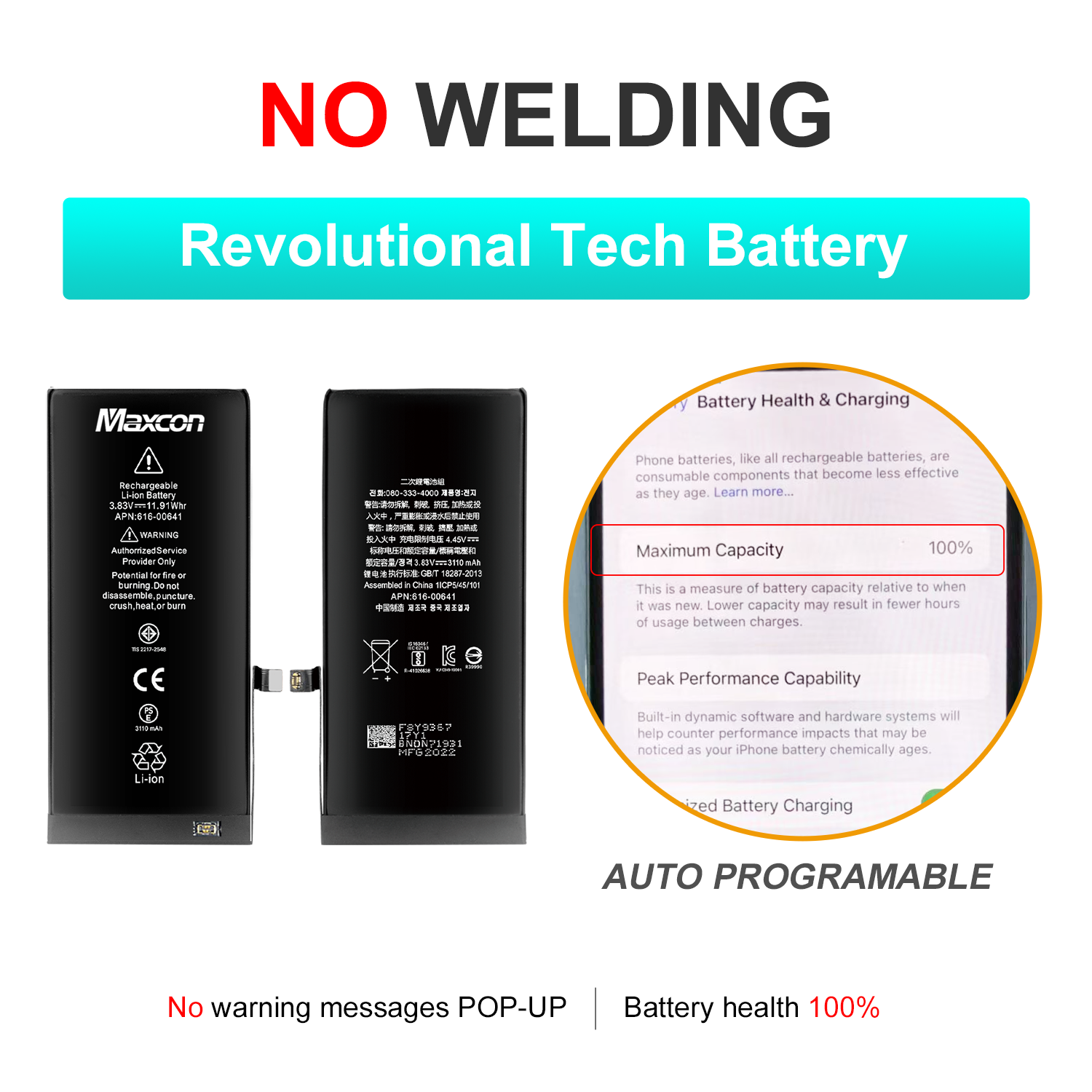 No warning messages POP-UP, showing Battery health battery coming out!