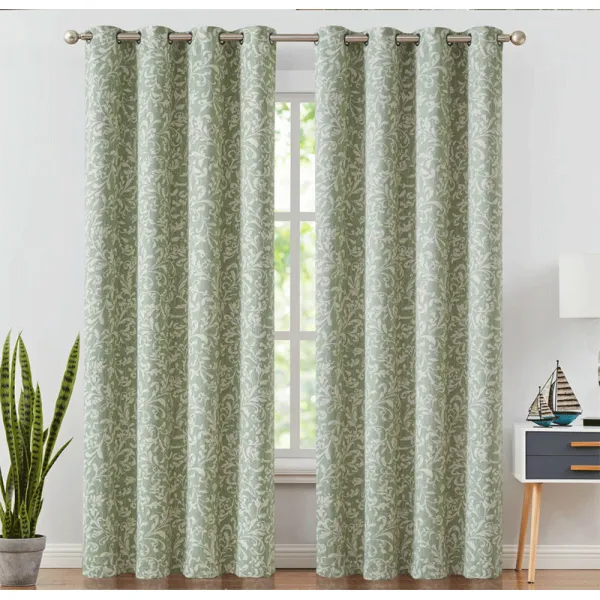 Blackout Grommet Patterned Curtains Ready Made Curtains for Home Curtains for Bedroom