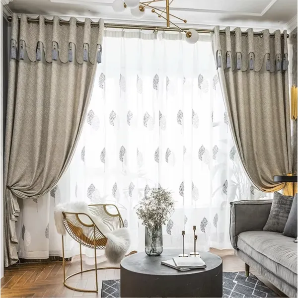 Modern Light Luxury Nordic Style Cotton Linen Curtains Living Room Bedroom Window Curtains