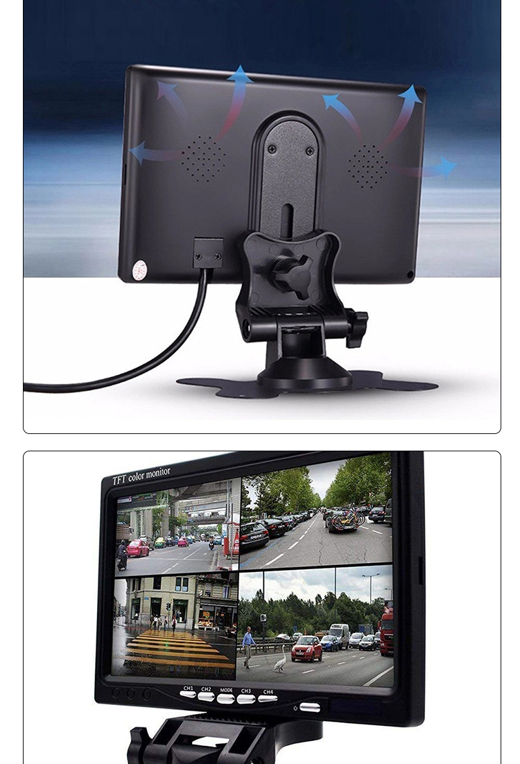 4 Channels 7 Inch LCD Monitor 