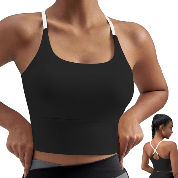 Women's Sports Bras, Sports Tops, Sports Bras with Crisscross Straps, Cropped Strap Round Neck Tank Tops for Yoga, Fitness