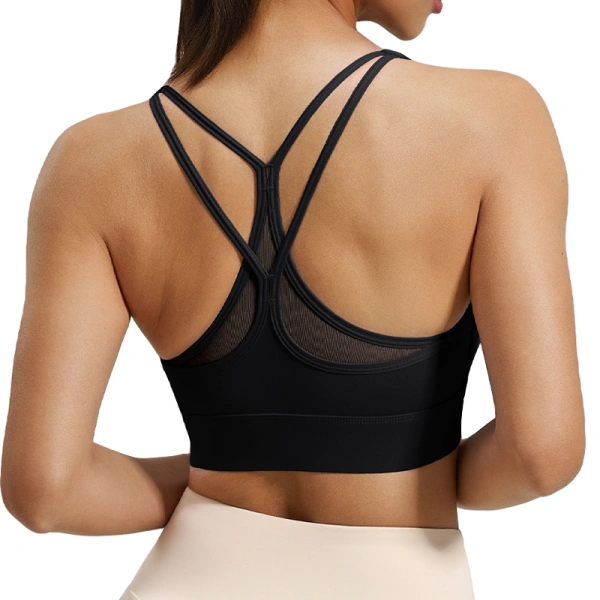 Mesh Back Cross Sports bra,Beautiful Back Top High-Strength Shock-Proof Bra