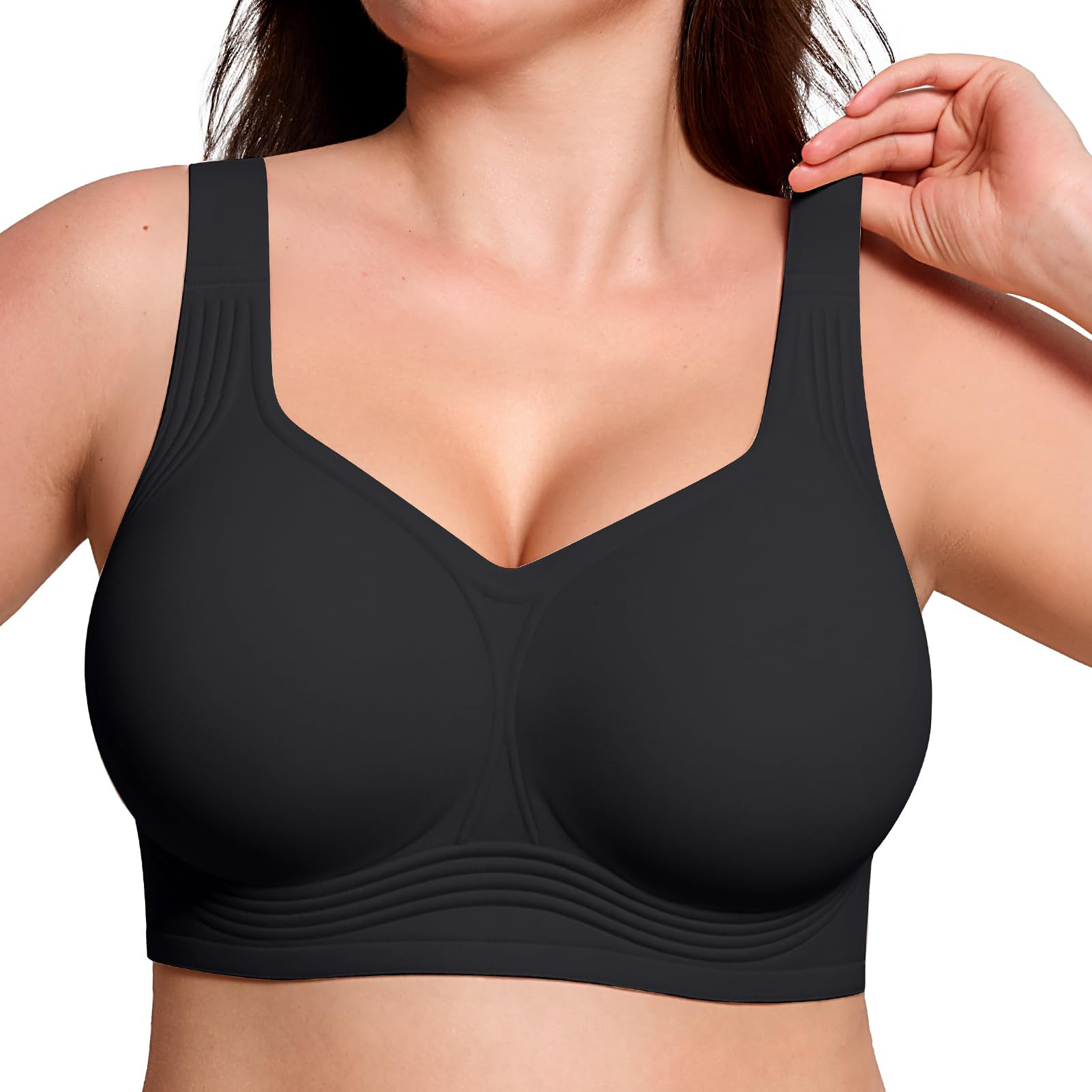 Soft support bra for large breasts, seamless, thin, wire-free, push-up bra