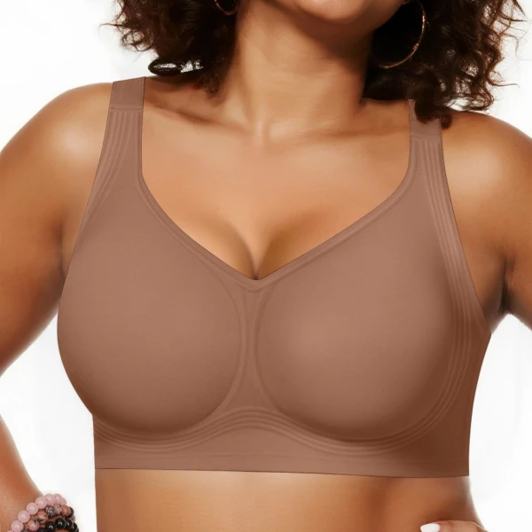 Soft support bra for large breasts, seamless, thin, wire-free, push-up bra