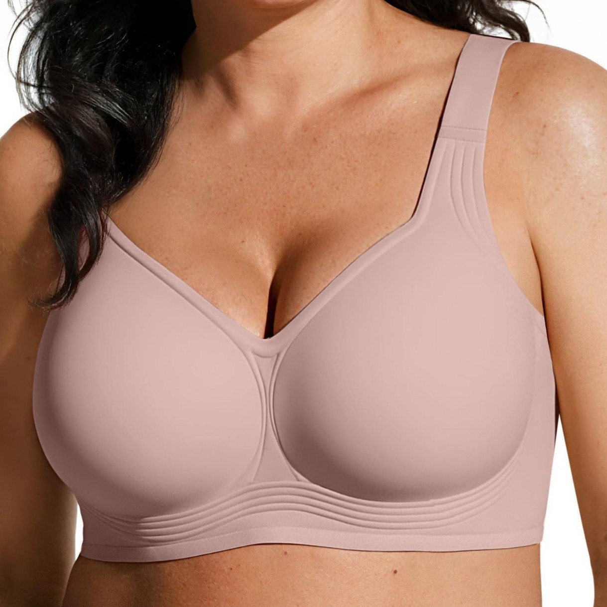 Soft support bra for large breasts, seamless, thin, wire-free, push-up bra