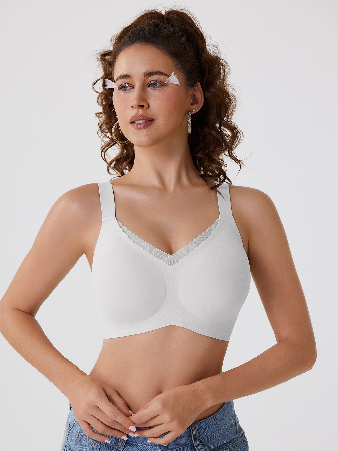 Women's cross mesh bra seamless bra jelly strip bra 