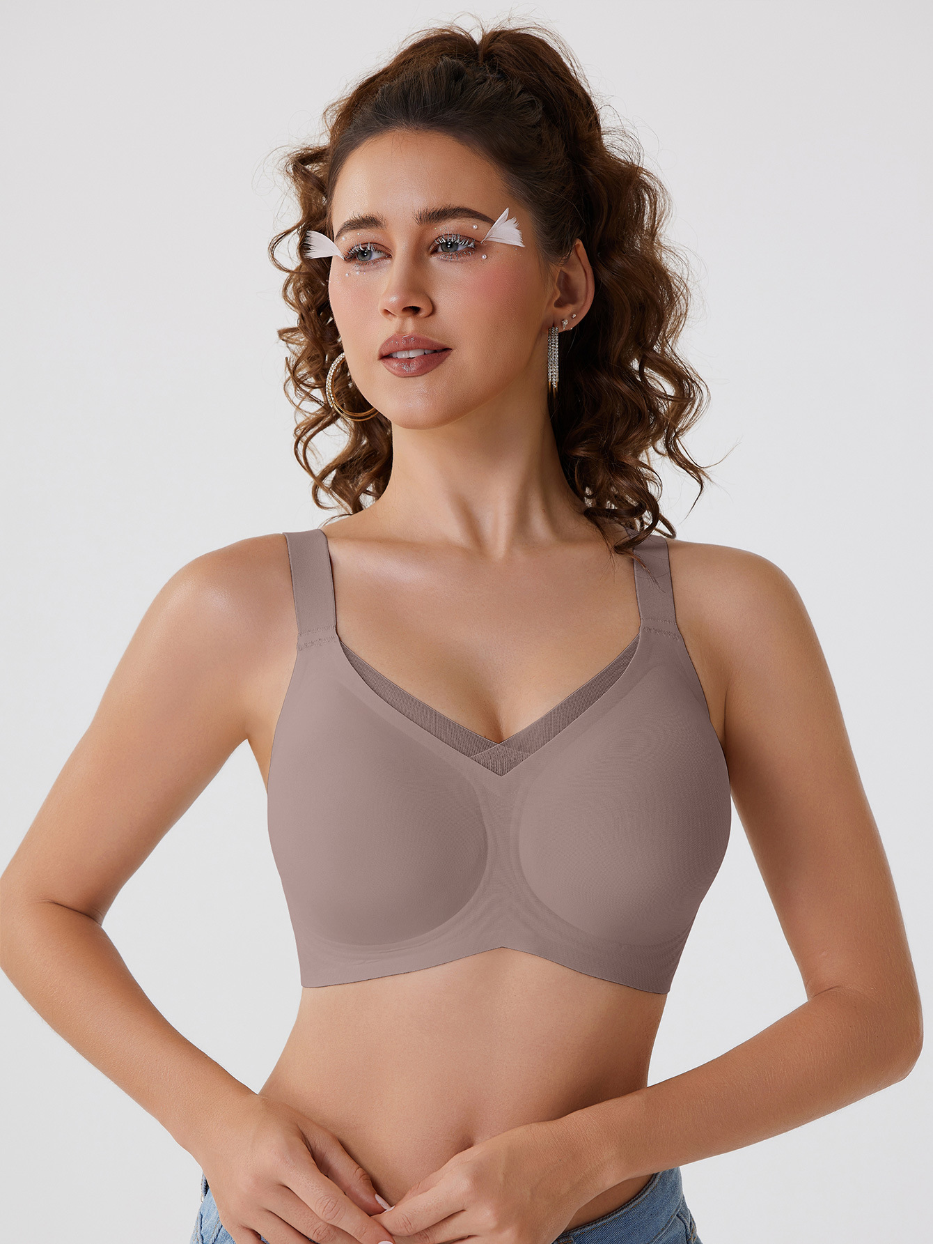 Women's cross mesh bra seamless bra jelly strip bra 