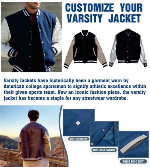 Design Your Own Low MOQ Logo Print Men Varsity Jacket