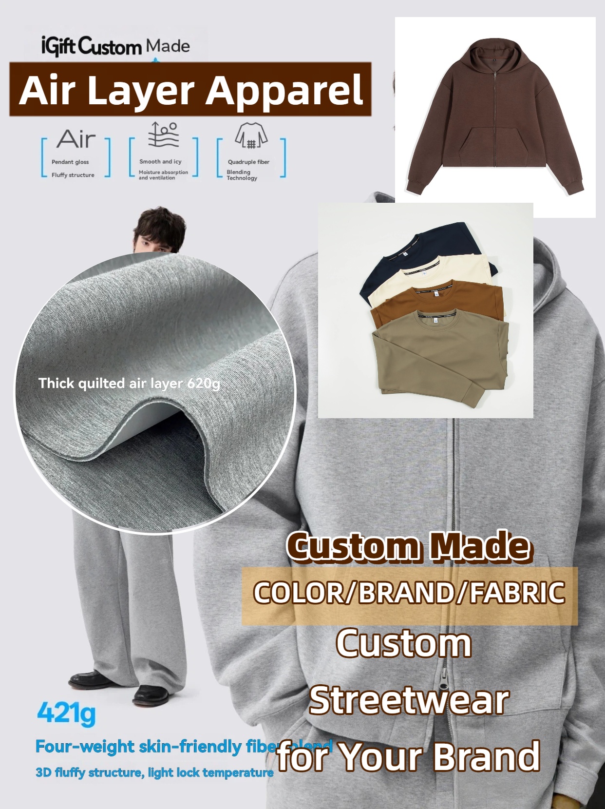 Small-Batch Custom Air Layer Apparel – MOQ 10 Your Logo Factory Price