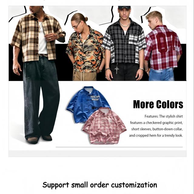 Small Batch Customization Now Open Men’s Checkered Cropped Street Shirts