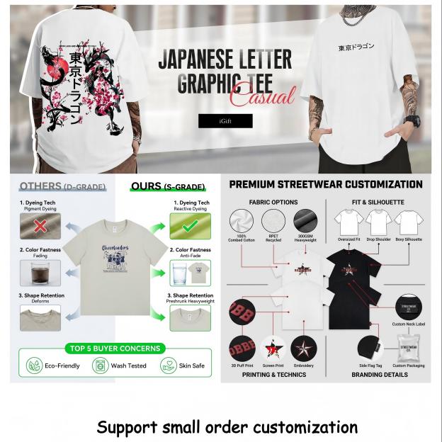 Small Batch Customization Now Available Japanese Letter Graphic Tees
